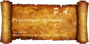 Preininger Artemon névjegykártya